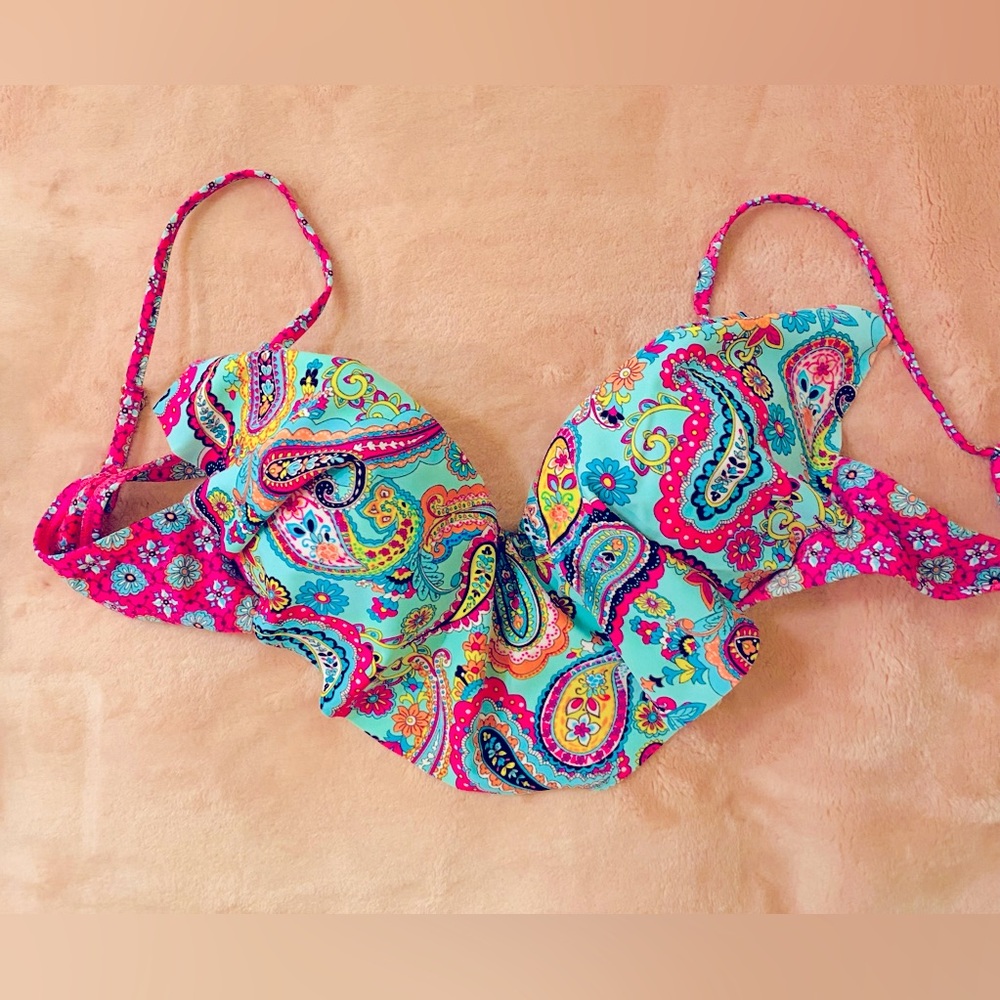 Pink Ruffle Bikini Large NWOT